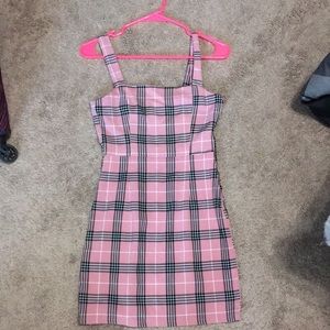 Pink, Black, and White plaid dress